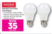 Eurolux 6W A60 Twin Pack LED Globes-Per Pack