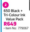 HP 650 Black + Tri Colour Ink Value Pack