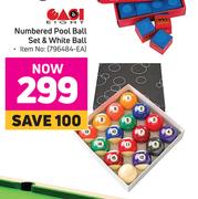 Easi 8 Numbered Pool Ball Set & White Ball