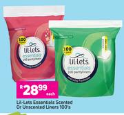 Lil-Lets Essentials Scented Or Unscented Liners-100's Each
