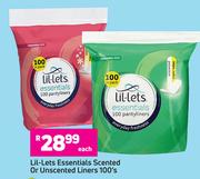 Lil-Lets Essentials Scented Or Unscented Liners-100's Each