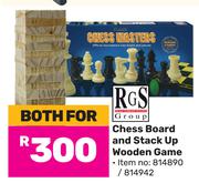 Chess Board And Stack Up Wooden Game-For Both