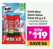 Pitt Glue Stick Value Pack (3 x 43g)