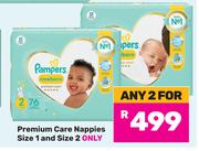 Pampers Premium Care Nappies (Size 1 And Size 2 Only)-For Any 2