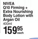 Nivea Q10 Firming + Extra Nourshing Body Lotion With Argan Oil-400ml Each