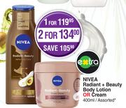 Nivea Radiant + Beauty Body Lotion Or Cream Assorted-For 1 x 400ml