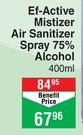 Ef-Active Mistizer Air Sanitizer Spray 75% Alcohol-400ml