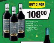 Five Reserve Pinotage,Cabernet Sauvignon,Chenin Blanc Or Merlot Rose-For 3 x 750ml