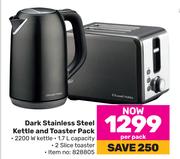 Russell Hobbs Dark Stainless Steel Kettle & Toaster Pack-Per Pack