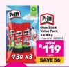 Pritt Glue Stick Value Pack-3 x 43g 