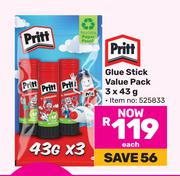 Pritt Glue Stick Value Pack-3 x 43g 
