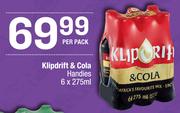 Klipdrift & Cola Handies-6 x 275ml Per Pack