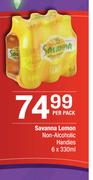 Savanna Lemon Non Alcoholic Handies-6 x 330ml Per Pack