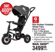 QPlay Rito Rubber Foldable Wheel Trike (Black Or Grey)-Each