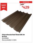 Polycarbonate Roof Sheet IBR 3m Bronze 81423856