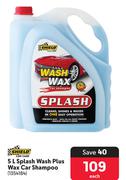 Shield 5L Splash Wash Plus Wax Car Shampoo-Each