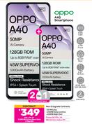 2 x Oppo A40 Smartphone-On 1.3GB Red Core More Data + Flexi 80