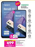 2 x Oppo Reno 8 5G Smartphone-On 1.3GB Red Core More Data + Flexi 80
