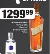 Johnnie Walker 18 Year Old Blended Scotch Whisky-750ml