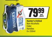 Hunter's Chilled Non Alcoholoic Cider Handies-6 x 330ml Per Pack