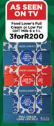 Food Lover's Full Cream Or Low Fat UHT Milk-For 3 x 6 x 1Ltr