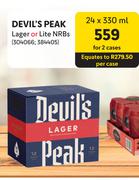 Devil's Peak Lager Or Lite NRBs-For 2 x 24 x 330ml