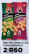 Bakers Mini Cheddars 6 x 33g Or Biscuit Multipacks 5s-For 2
