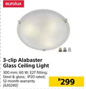 Eurolux 3 Clip Alabaster Glass Ceiling Light