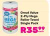 Great Value 2 Ply Mega Roller Towel Single Pack