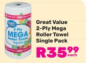 Great Value 2 Ply Mega Roller Towel Single Pack