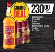 Buffelsfontein 3 Year Old Brandy 750ml And Buffelsfontein & Kola Handies 6x275ml-Per Combo