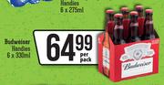 Budweiser Handies-6x330ml Per Pack
