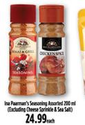 Ina Paarman's Seasoning (Excluding Cheese Sprinkles & Sea Salt)-200ml Each