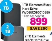 WD 1TB Elements Black Hard Drive (WDBUZG0010BB)