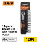 Grip 14 Piece Socket Set With Ratchet