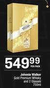 Johnnie Walker Gold Premium Whiskey And 2 Glasses-750ml Per Pack