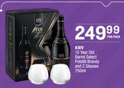 KWV 10 Year Old Barrel Select Potstill Brandy And 2 Glasses-750ml Per Pack