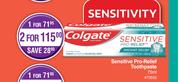 Colgate Sensitive Pro-Relief Toothpaste-For 2 x 75ml