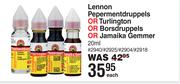 Lennon Pepermentdruppels Or Turlington Or Borsdruppels Or Jamaika Gemmer-20ml Each