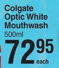 Colgate Optic White Mouthwash-500ml Each