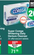 Super Corega Whitening Daily Denture Cleanser-30 Effervescent Tablets