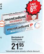 Mentadent P Toothpaste Assorted-100ml Each