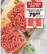 Food Lover's Lean Beef Mince-2 x 500g Per Pack