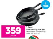 3 Piece Cast Iron Fry Pan Set-Per Set