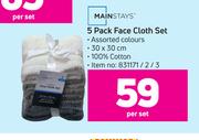 Mainstays 5 Pack Face Cloth Set-Per Set