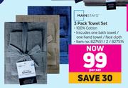 Mainstays 3 Pack Towel Set-Per Set