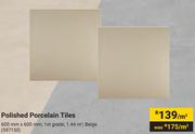 Polished Porcelain Tiles-600mm x 600mm Per Sqm