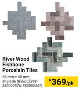 River Wood Fishbone Porcelain Tiles-95mm x 45mm Per Pack