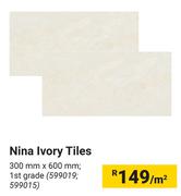 Nina Ivory Tiles-300mm x 600mm Per Sqm