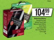 Robertsons Winery Smooth Dry Red,Natural Sweet Red,Natural Sweet White,Sweet Rose-3L Each